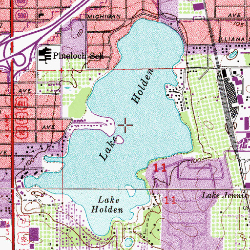 Topographic Map of Lake Holden, FL