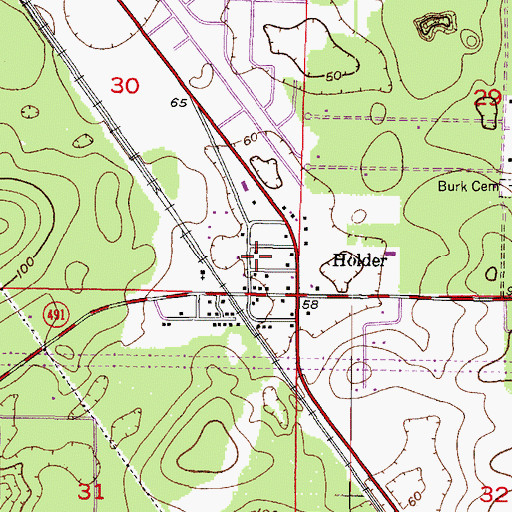 Topographic Map of Holder, FL