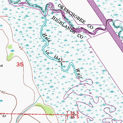 Topographic Map of Hole in the Wall, FL