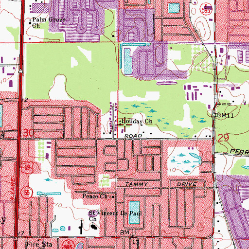 Topographic Map of Holiday Church, FL