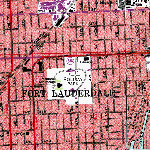 Topographic Map of Holiday Park, FL
