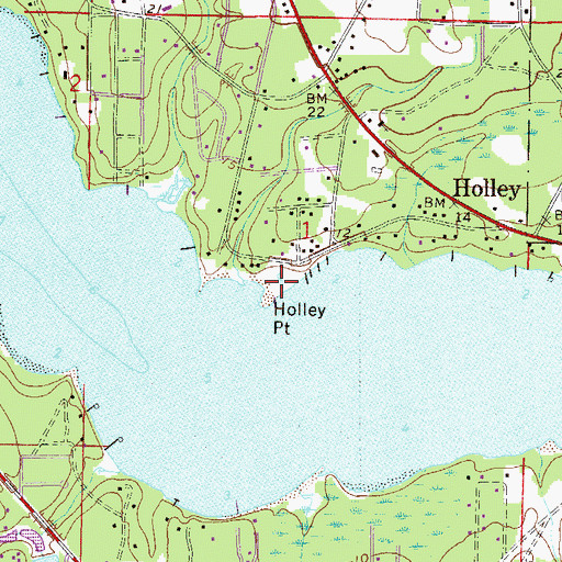 Topographic Map of Holley Point, FL