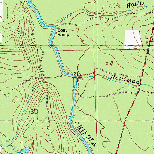 Topographic Map of Holliman Branch, FL
