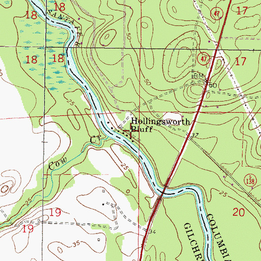 Topographic Map of Hollingsworth Bluff, FL