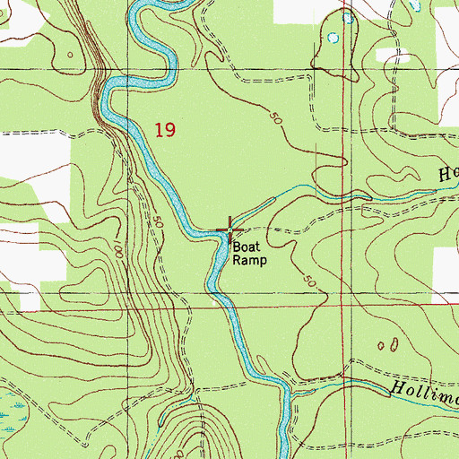Topographic Map of Hollis Branch, FL