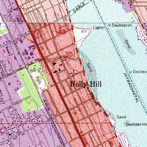 Topographic Map of Holly Hill, FL