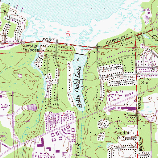 Topographic Map of Holly Oaks Lake, FL