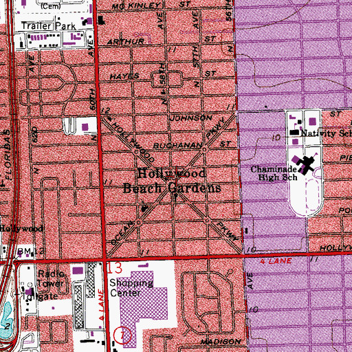 Topographic Map of Hollywood Beach Gardens, FL