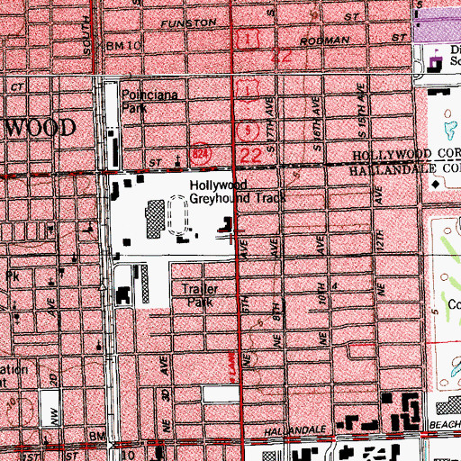 Topographic Map of Hollywood Kennel Club, FL