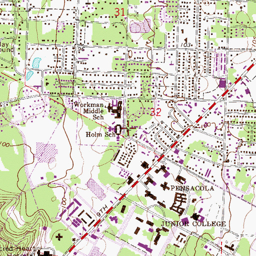 Topographic Map of Holm School, FL