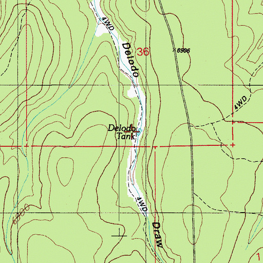 Topographic Map of Delodo Tank, AZ