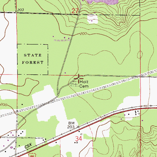 Topographic Map of Holt Cemetery, FL