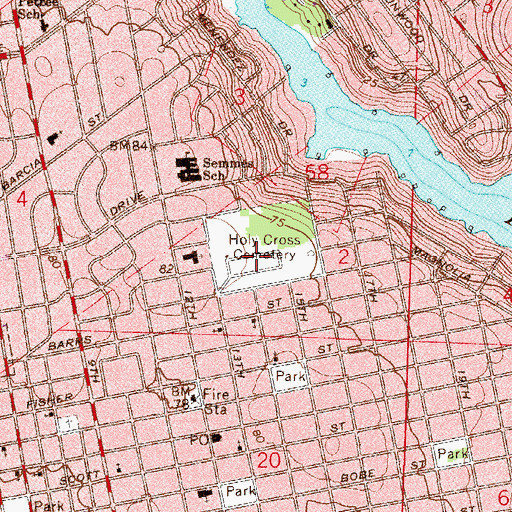 Topographic Map of Holy Cross Catholic Cemetery, FL