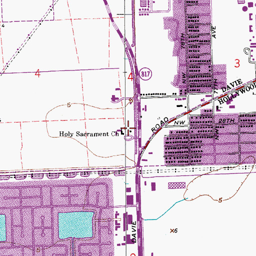 Topographic Map of Holy Sacrament Church, FL
