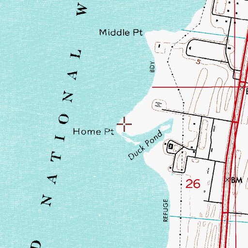 Topographic Map of Home Point, FL