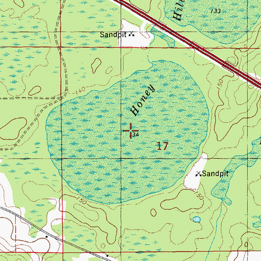 Topographic Map of Honey Hill Bay, FL