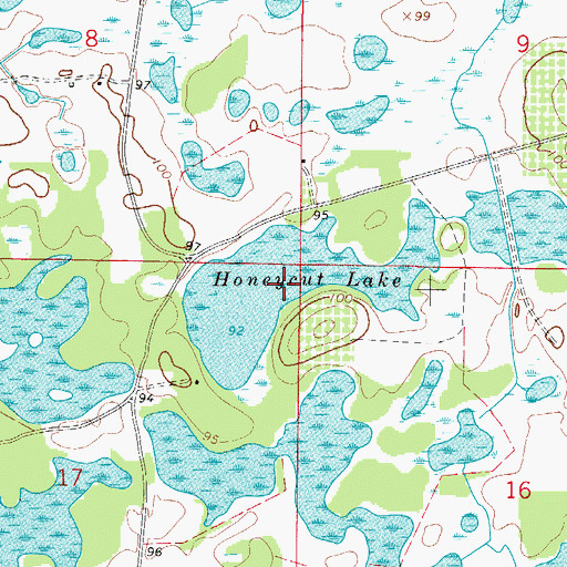 Topographic Map of Honeycut Lake, FL