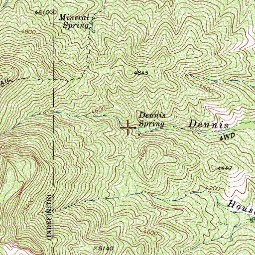 Topographic Map of Dennis Spring, AZ