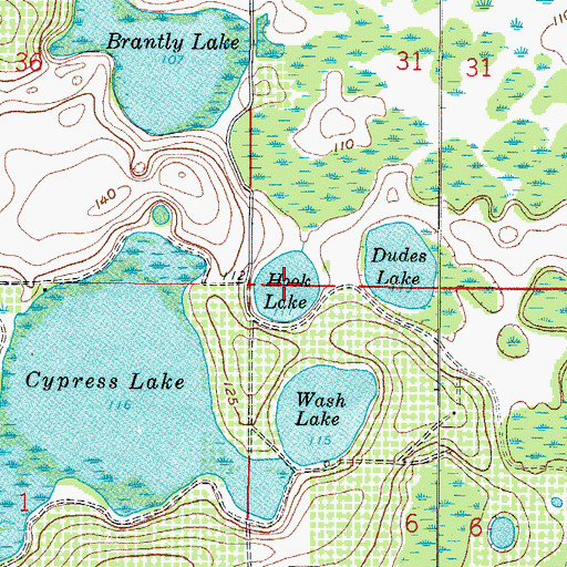 Topographic Map of Hook Lake, FL