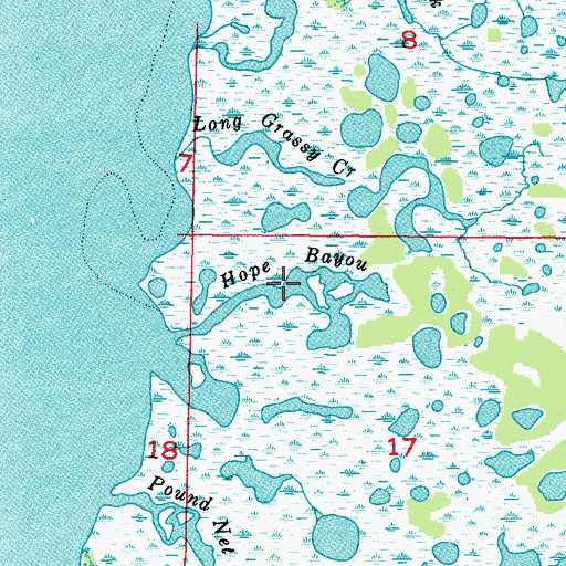Topographic Map of Hope Bayou, FL