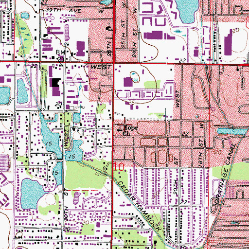 Topographic Map of Hope Church, FL