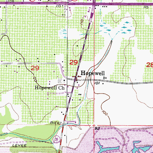 Topographic Map of Hopewell, FL