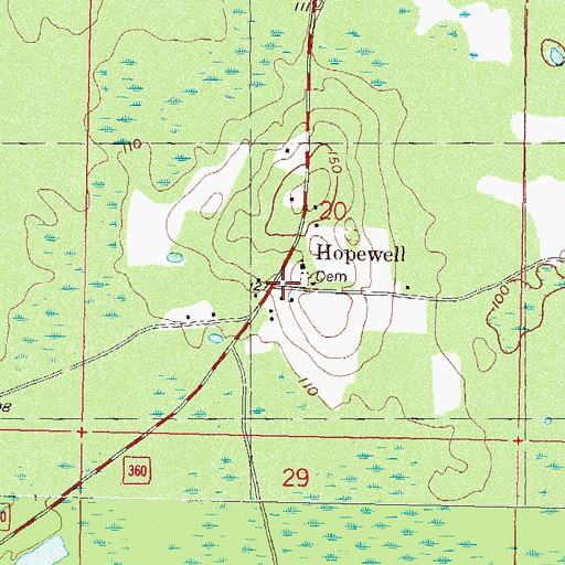 Topographic Map of Hopewell Cemetery, FL