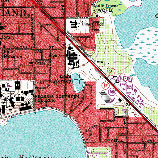 Topographic Map of Lake Horney, FL