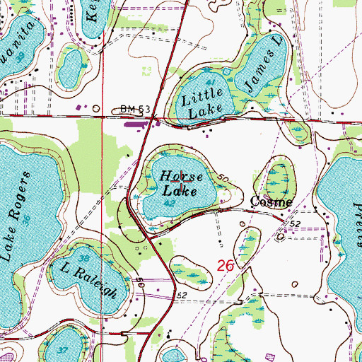 Topographic Map of Horse Lake, FL