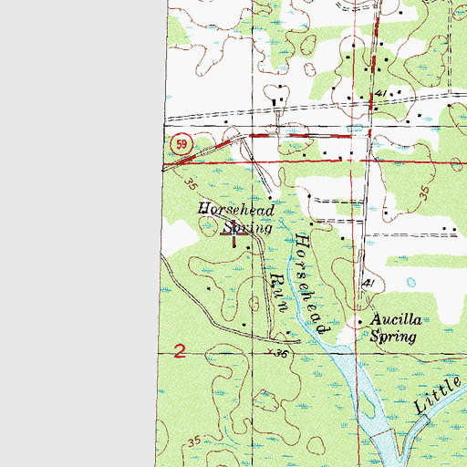 Topographic Map of Horsehead Spring, FL