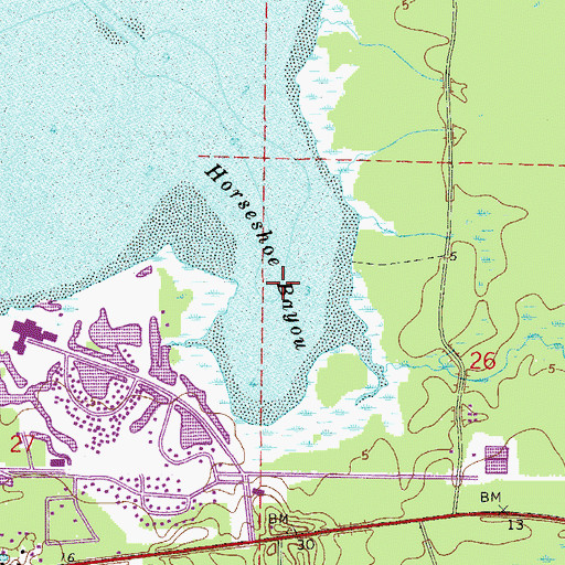 Topographic Map of Horseshoe Bayou, FL