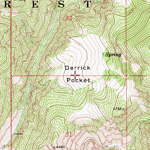 Topographic Map of Derrick Pocket, AZ