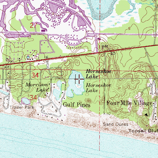 Topographic Map of Horseshoe Lake, FL