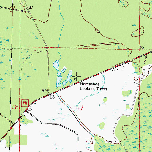 Topographic Map of Horseshoe Lookout Tower, FL