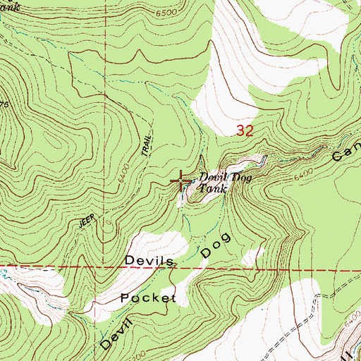 Topographic Map of Devil Dog Tank, AZ