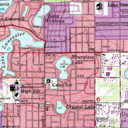 Topographic Map of Hourglass Lake, FL