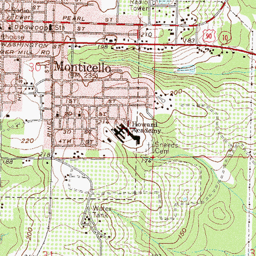 Topographic Map of Howard Academy, FL