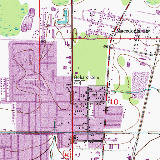 Topographic Map of Howard Cemetery, FL