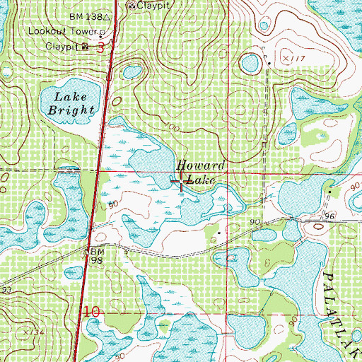 Topographic Map of Howard Lake, FL