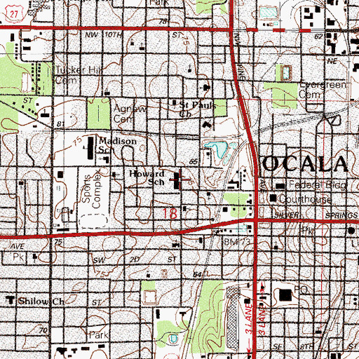 Topographic Map of Howard School (historical), FL