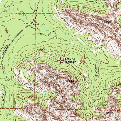 Topographic Map of Devils Bridge, AZ