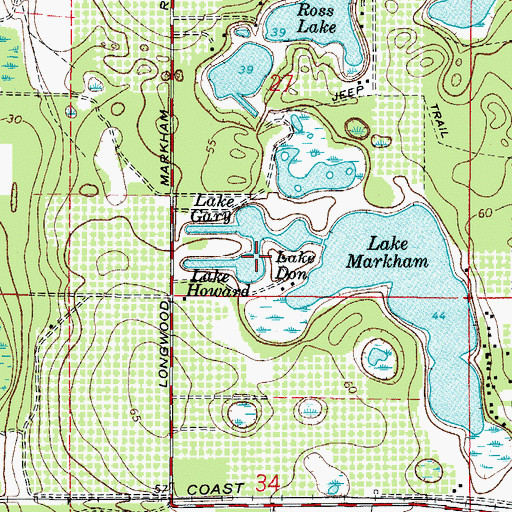 Topographic Map of Lake Howard, FL