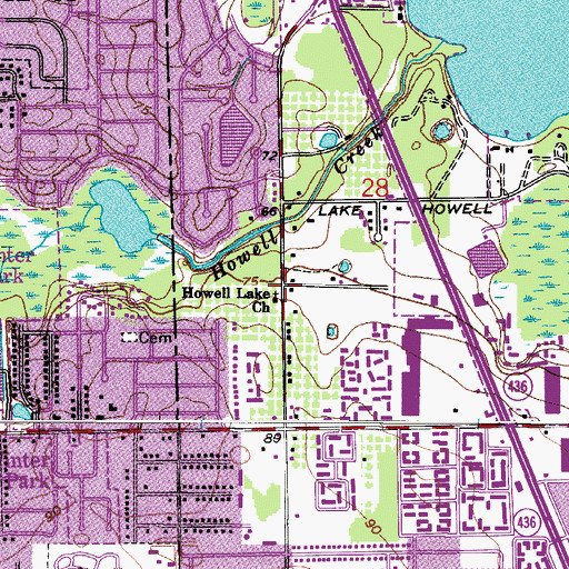 Topographic Map of Howell Lake Church, FL