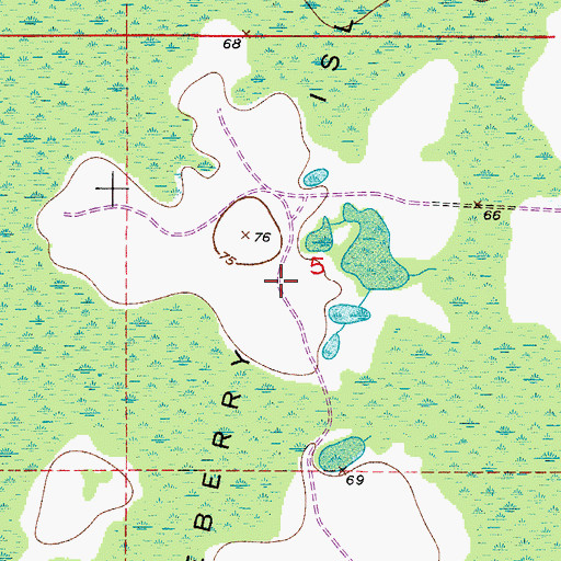 Topographic Map of Huckleberry Islands, FL
