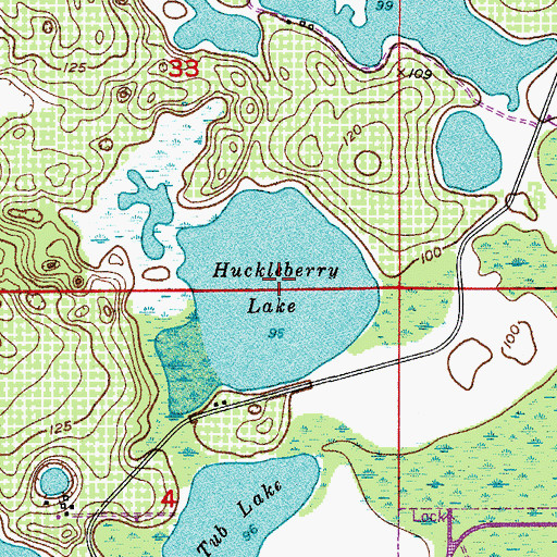 Topographic Map of Huckleberry Lake, FL
