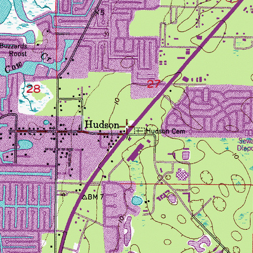 Topographic Map of Hudson, FL