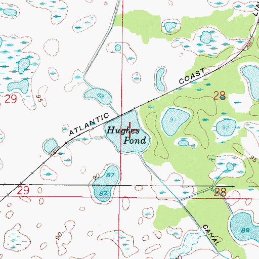 Topographic Map of Hughes Pond, FL