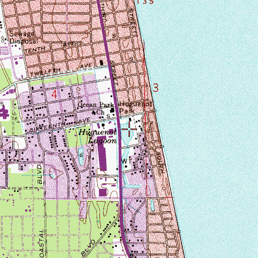 Topographic Map of Huguenot Lagoon, FL