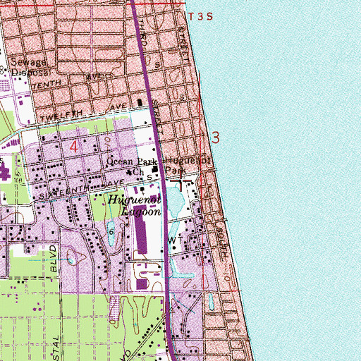Topographic Map of Huguenot Park, FL