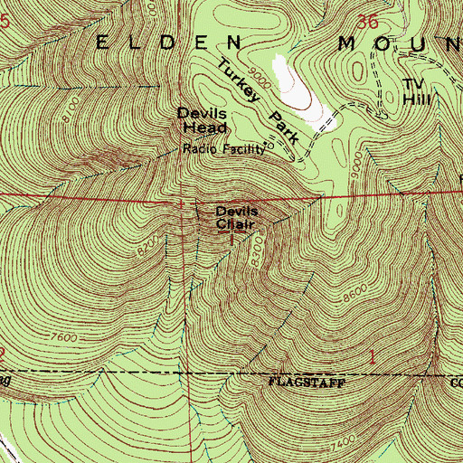 Topographic Map of Devils Chair, AZ